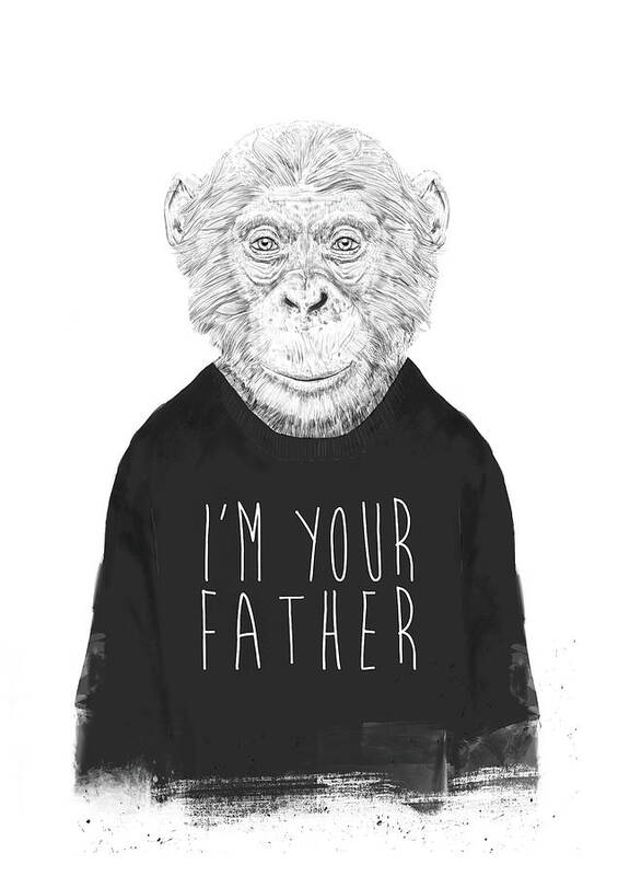 Monkey Art Print featuring the mixed media I'm your father by Balazs Solti