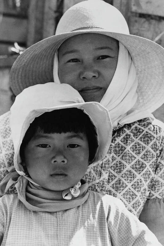 California Art Print featuring the painting Japanese mother and daughter, agricultural workers by Dorothea Lange
