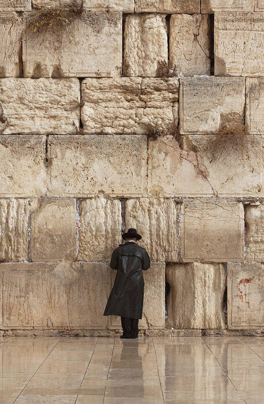 People Art Print featuring the photograph Jewish Man Praying On The Wailing Wall by Richmatts