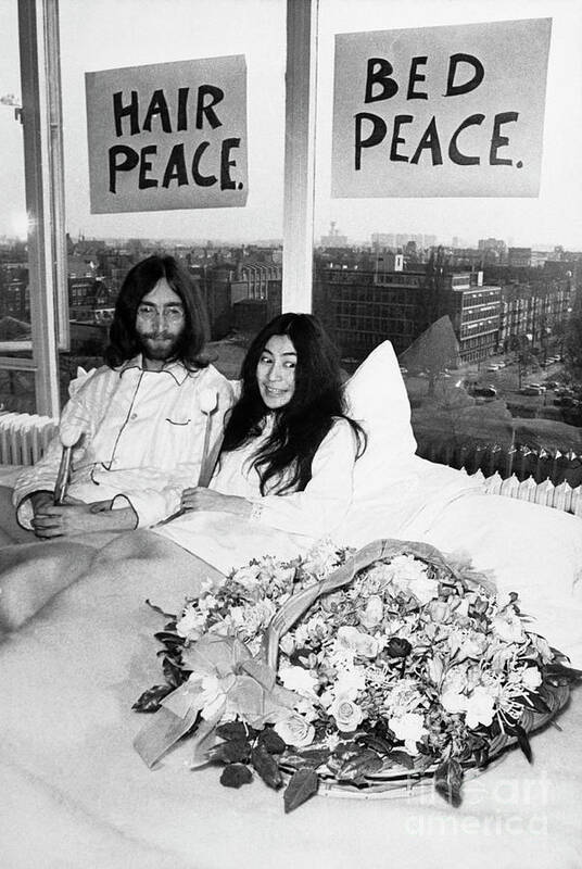 People Art Print featuring the photograph John Lennon And Yoko Onos Honeymoon by Bettmann