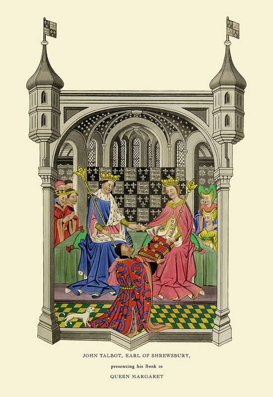 History Art Print featuring the painting John Talbot Presenting his Book to Queen Margaret by Henry Shaw