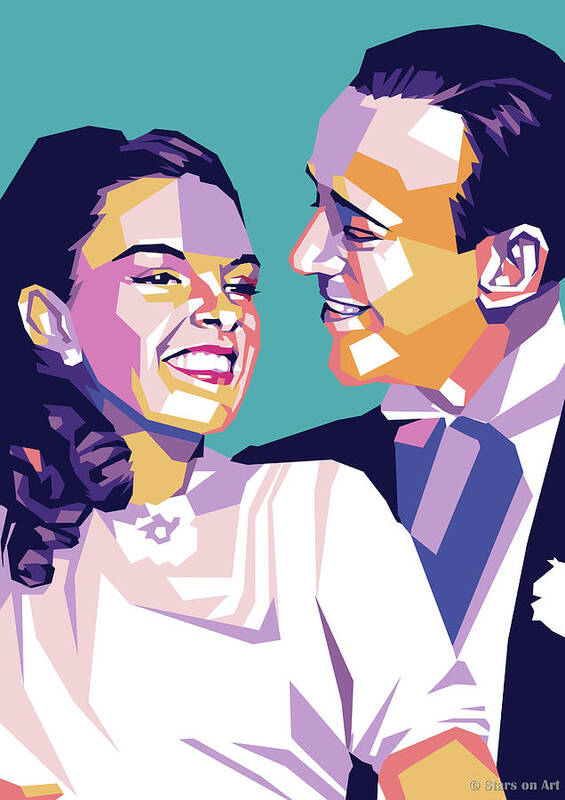 Judy Garland Art Print featuring the painting Judy Garland and Fred Astaire by Movie World Posters