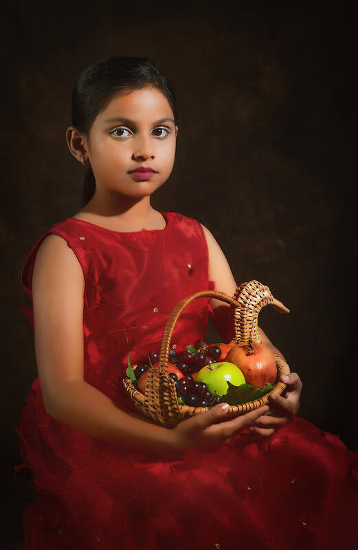Kid Art Print featuring the photograph Kid With Basket by Nilendu Banerjee