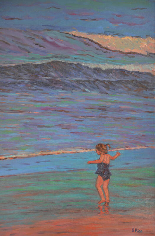 La Jolla Art Print featuring the painting La Jolla Beach Girl by Beth Riso