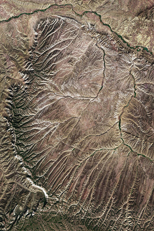 Satellite Image Art Print featuring the digital art Landscape in western Colorado from space by Christian Pauschert