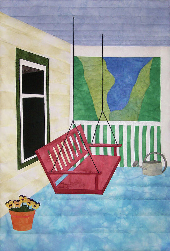 Porch Art Print featuring the tapestry - textile Lazy Summer Afternoon by Pam Geisel
