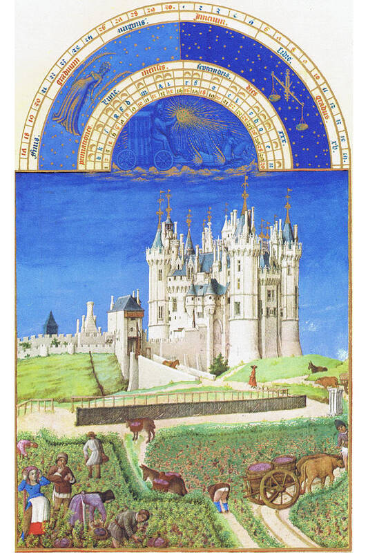 Middle Ages Art Print featuring the painting Le Tres riches heures du Duc de Berry - September by Limbourg brothers