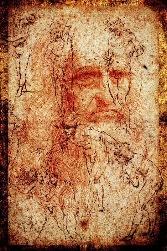 Leonardo Da Vinci Art Print featuring the digital art Leonardo's Mind 1 by John Vincent Palozzi