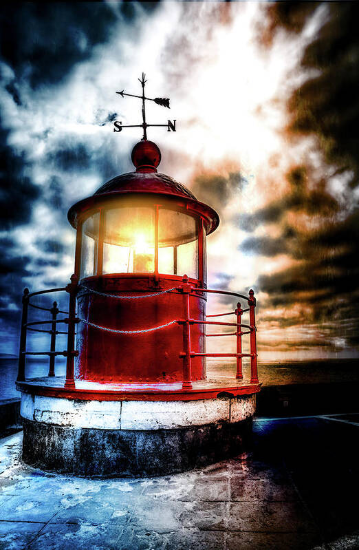 Farol Art Print featuring the photograph Lighthouse on a stormy sky by Micah Offman