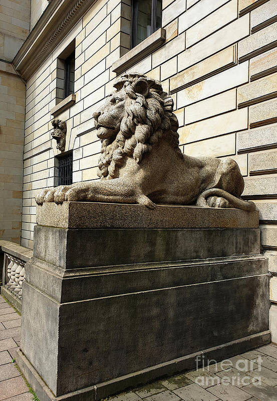 City Art Print featuring the photograph Lion Sculpture - Rathaus Courtyard Entrance by Yvonne Johnstone