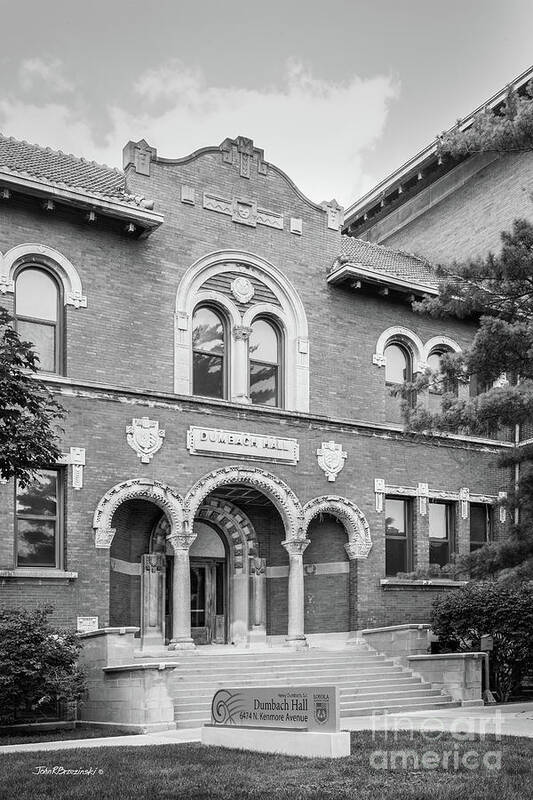 Loyola University Art Print featuring the photograph Loyola University Dumbach Hall by University Icons