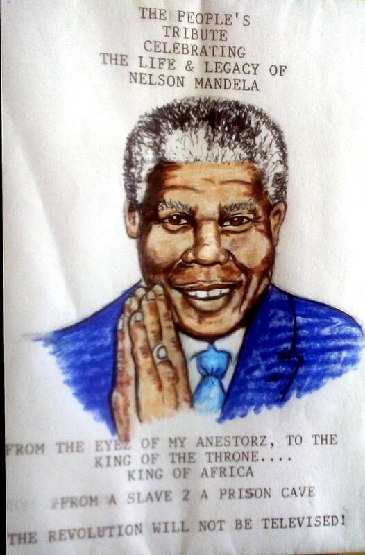 Gblack Art Art Print featuring the drawing Mandela by Joedee