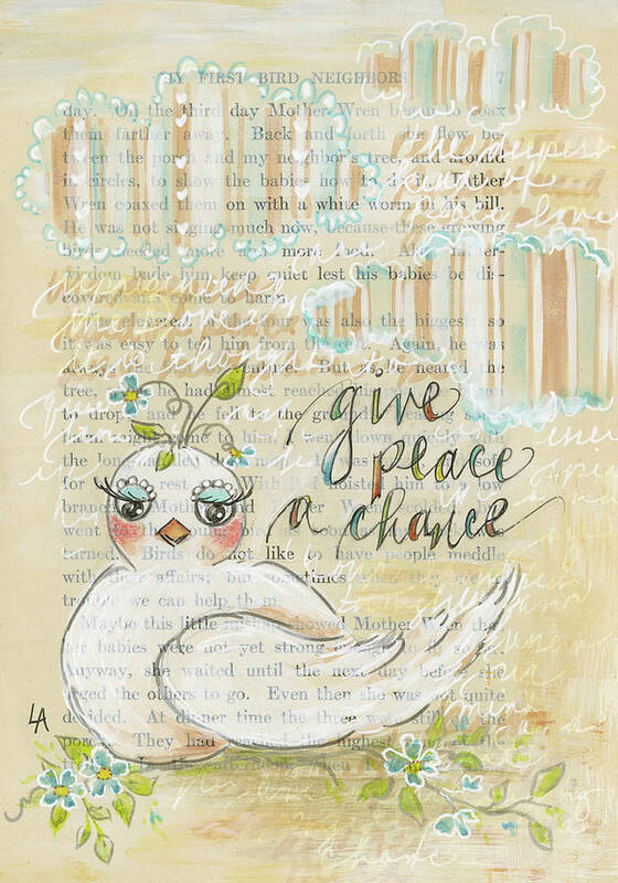 Messenger Of Peace Art Print featuring the mixed media Messenger Of Peace by Linda Arandas