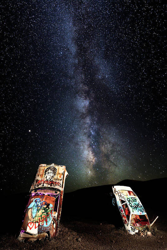 2018 Art Print featuring the photograph Milky Way Over Mojave Desert Graffiti 1 by James Sage