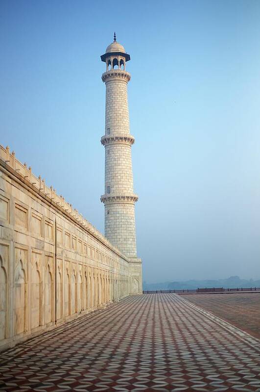 Clear Sky Art Print featuring the photograph Minaret Of Taj Mahal by Dominik Eckelt