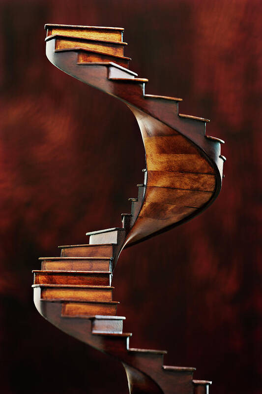 Wood Art Print featuring the photograph Model Of A Spiral Staircase by David Muir