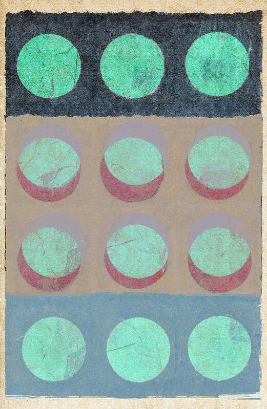 Moon Art Print featuring the mixed media Moon Phases 1 by Carol Leigh