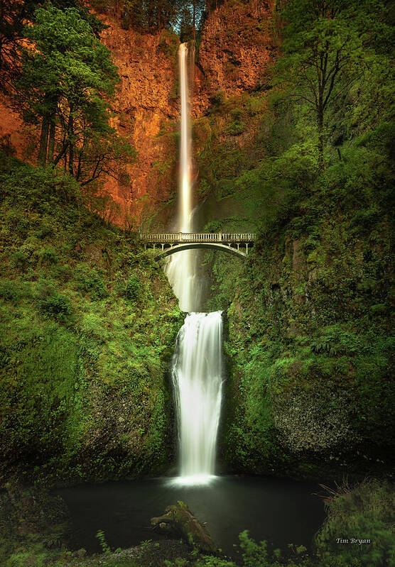 Columbia River Gorge Art Print featuring the photograph Multnohma Falls..Columbia River Gorge by Tim Bryan