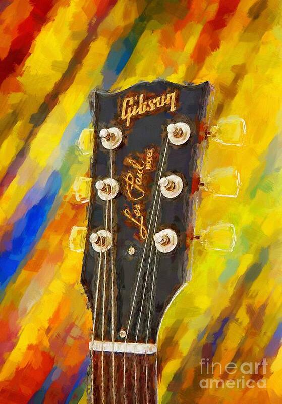 Abstract Art Print featuring the painting Music - Gibson Les Paul by Stefano Senise