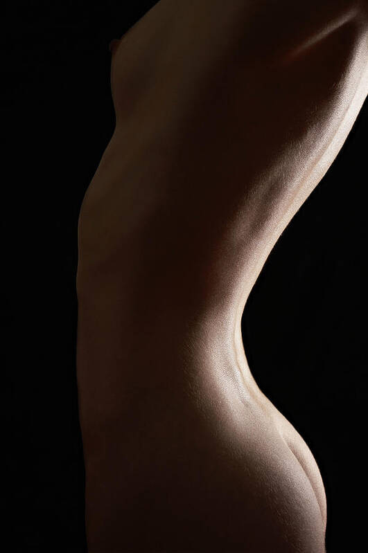 Curve Art Print featuring the photograph Naked Woman, Mid Section, Side View by Shalom Ormsby