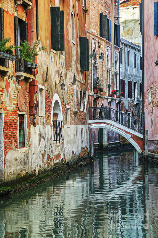 Gothic Style Art Print featuring the photograph Narrow Canals Of Venice, Italy by Tunart