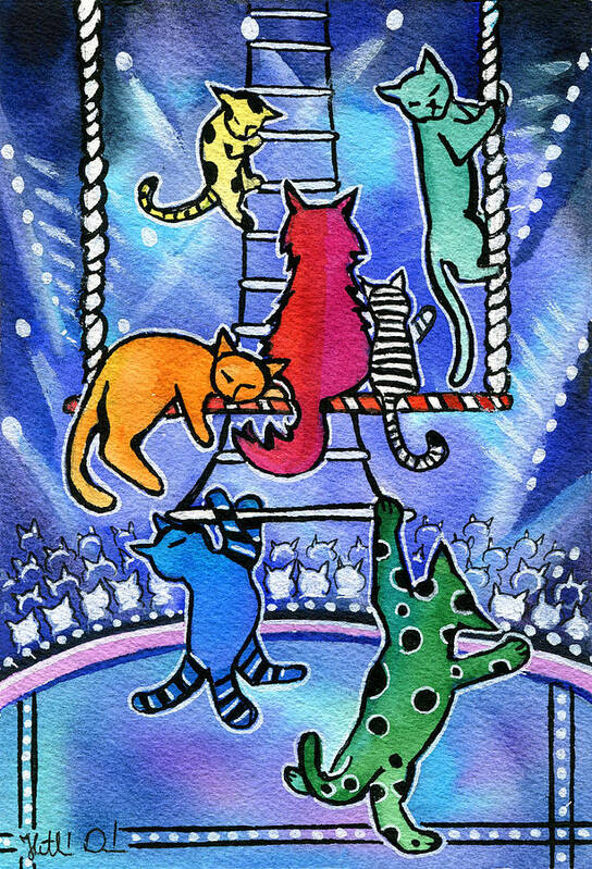 Nights At The Circus Art Print featuring the painting Nights At The Circus by Dora Hathazi Mendes