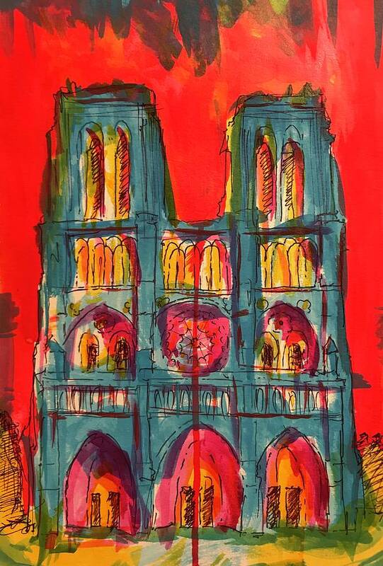 Norte Dame Art Print featuring the drawing Norte Dame by Jason Nicholas
