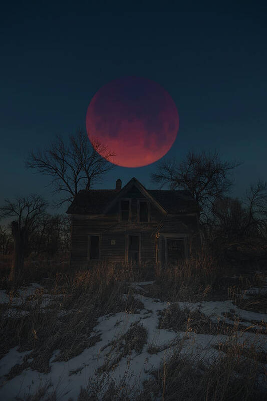 Blood Moon Art Print featuring the photograph Of Wolf And Man by Aaron J Groen