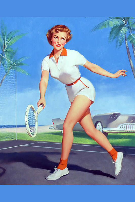 Tennis Art Print featuring the painting On the Tennis Court by William Metcalf