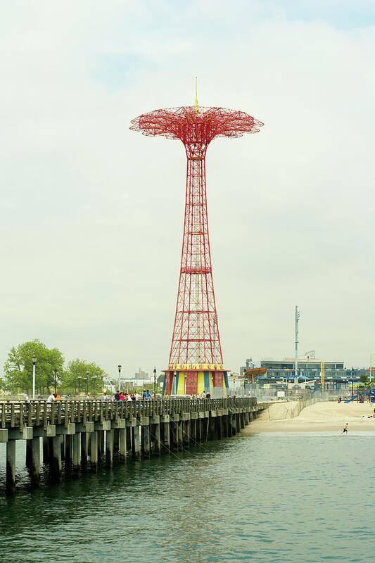 Amusement Park Art Print featuring the photograph Parachute Jump At Coney Island, New York by Ryan Mcvay