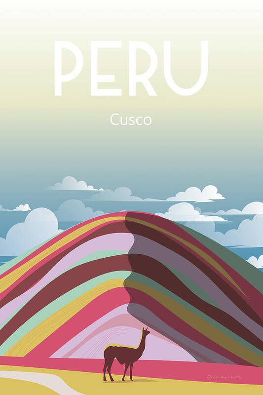 Adventure Art Print featuring the drawing Peru by Omar Escalante