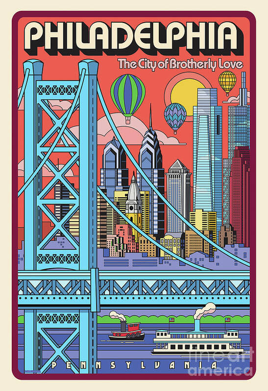 #faatoppicks Art Print featuring the digital art Philadelphia Poster - Pop Art - Travel by Jim Zahniser