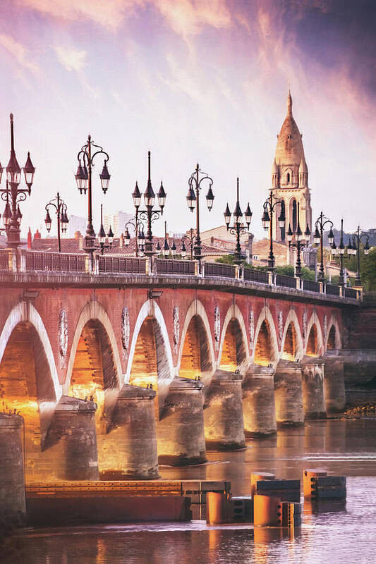 Bordeaux Art Print featuring the photograph Pont de Pierre Bordeaux France by Carol Japp