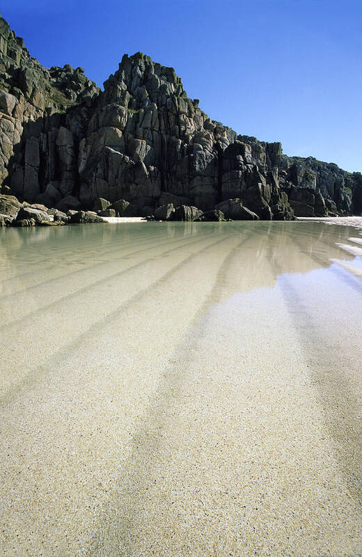 England Art Print featuring the photograph Porthcurno Beach At Low Tide by David Clapp