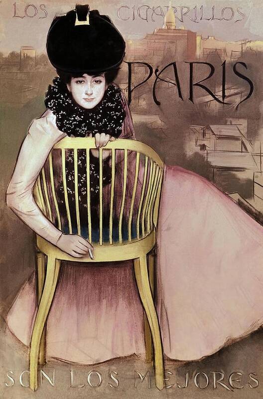 Ramon Casas Art Print featuring the painting Poster 'los Cigarrillos Paris Son Los Mejores' -paris Cigarettes Are The Best- - 1901 - Modernism. by Ramon Casas i Carbo -1866-1932-