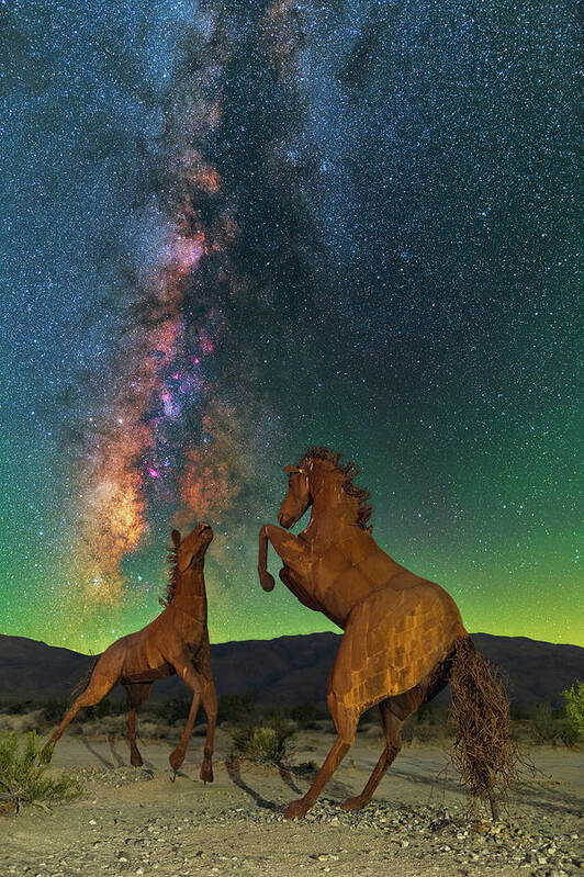 Astronomy Art Print featuring the photograph Prancing Horses by Ralf Rohner