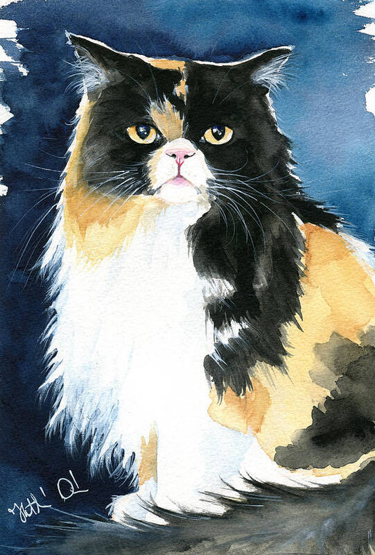 Cat Art Print featuring the painting Pumpy Persian Princess by Dora Hathazi Mendes