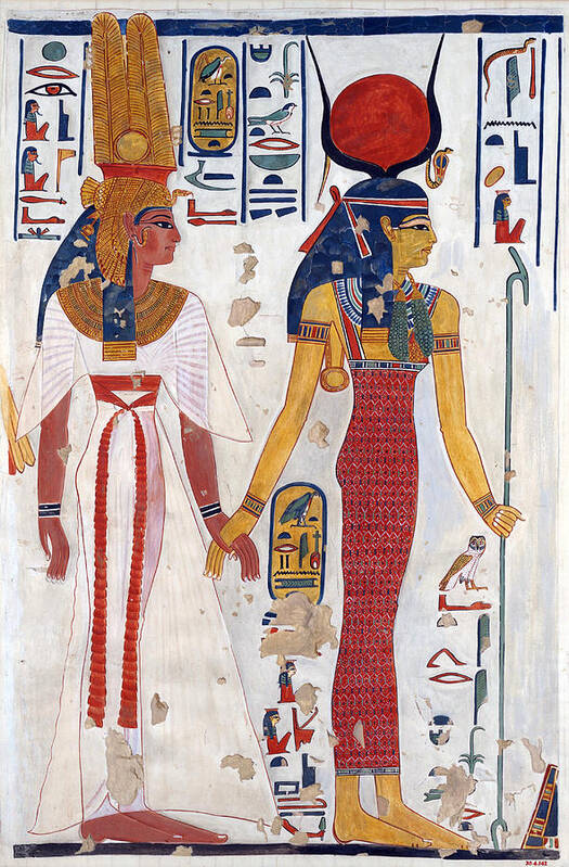 Ancient Art Print featuring the painting Queen Nefertari Being Led By Isis by Science Source