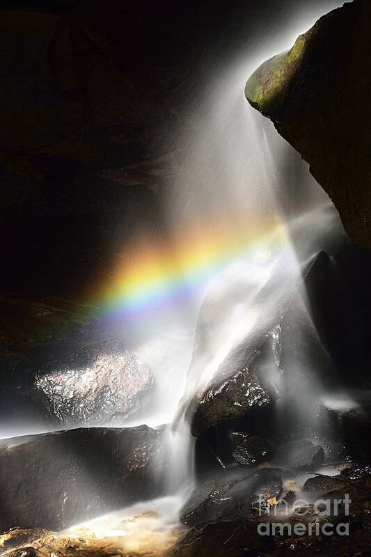 Photography Art Print featuring the photograph Rainbow in Broken Rock Falls by Larry Ricker