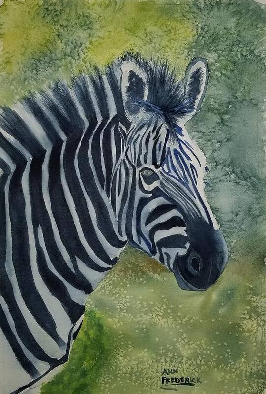 Zebra Art Print featuring the painting Real Head Turner by Ann Frederick