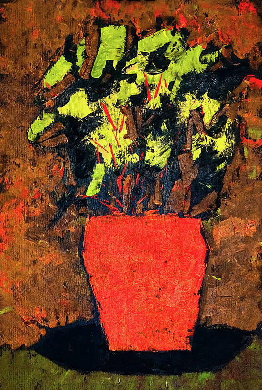 Red Vase Art Print featuring the painting Red Vase by Marty Klar