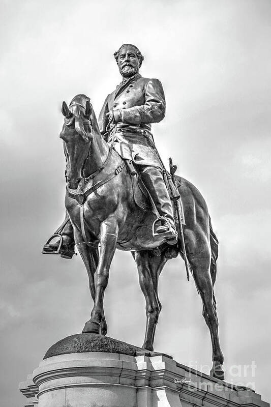 Robert E Lee Monument Art Print featuring the photograph Richmond VA Virginia Art - Robert E Lee Monument - In Black and White by Dave Lynch