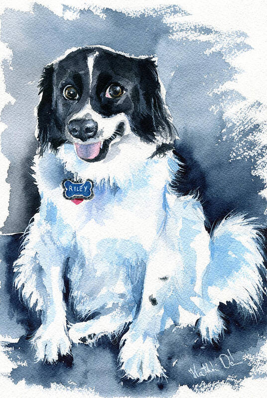 Dog Art Print featuring the painting Riley by Dora Hathazi Mendes