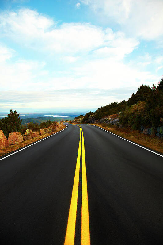 Curve Art Print featuring the photograph Road Looking To Bar Harbor, Maine by Thomas Northcut