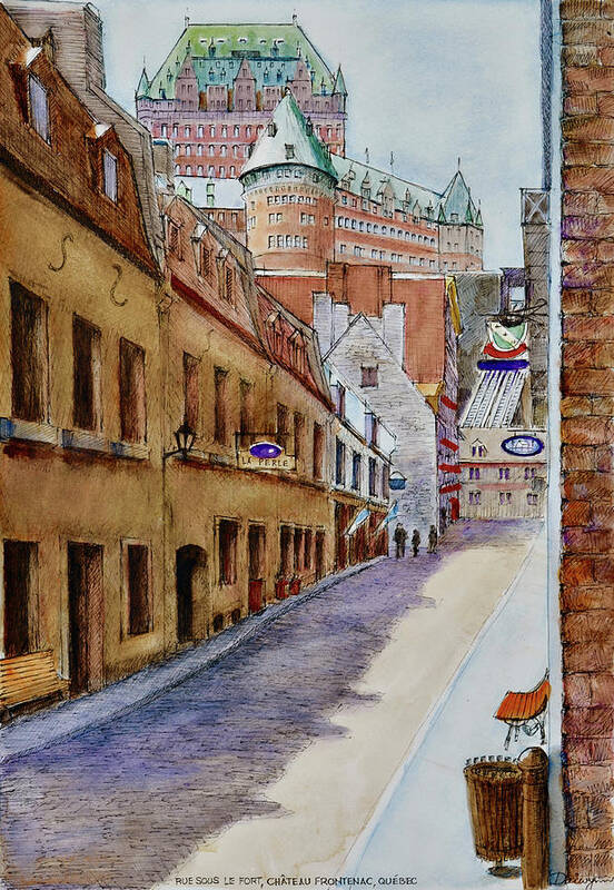 Canada Art Print featuring the painting Rue Sous Le Fort Aquarelle by Dai Wynn