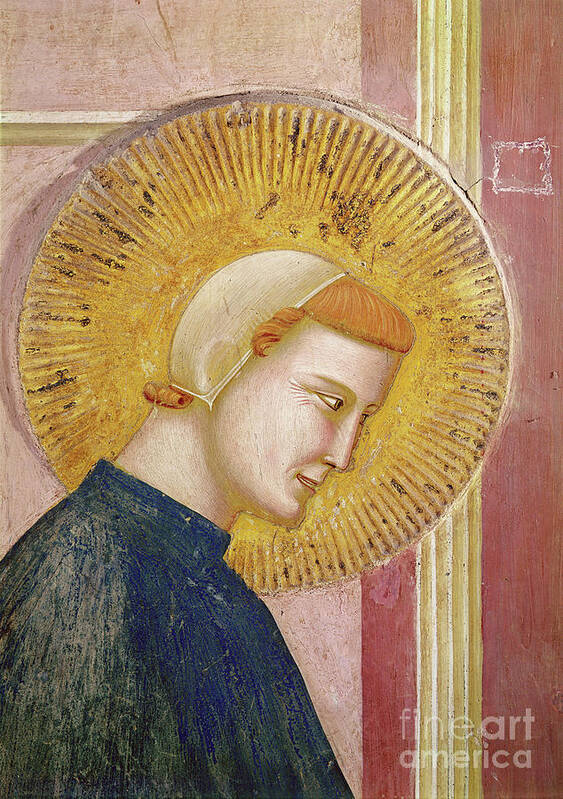 St Francis Art Print featuring the painting Saint Francis Honored By A Simple Man, Detail Of The Head Of Saint Francis by Giotto Di Bondone