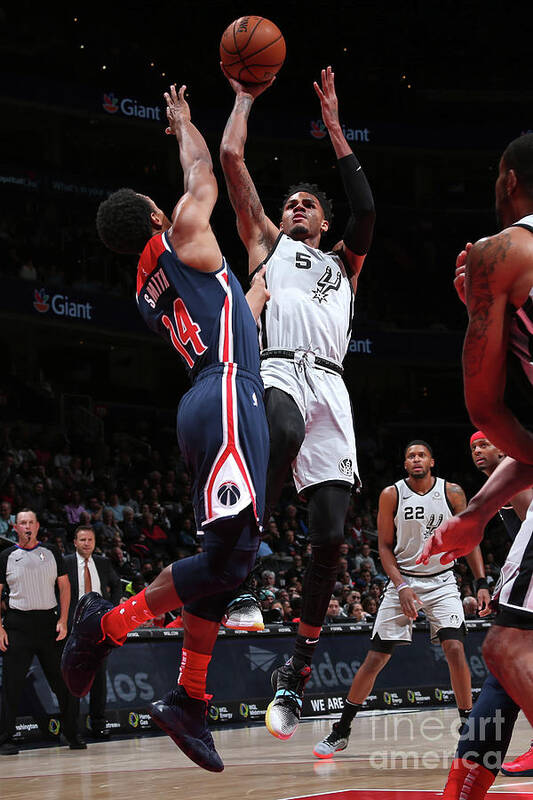 Dejounte Murray Art Print featuring the photograph San Antonio Spurs V Washington Wizards by Ned Dishman