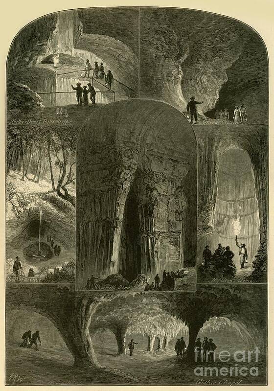 Engraving Art Print featuring the drawing Scenes In Mammoth Cave by Print Collector