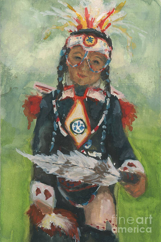 Nativeamerican Art Print featuring the painting Smiling by Robin Wiesneth