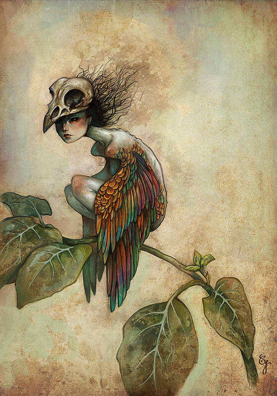 Bird Art Print featuring the painting Soul of a Bird by Caroline Jamhour